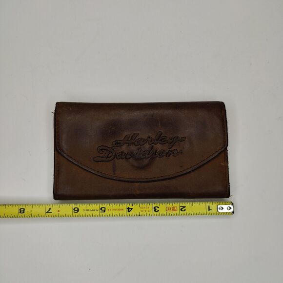 Vintage Leather Harley Davidson Leather Script Organizer Wallet Made in the USA - Picture 6 of 7